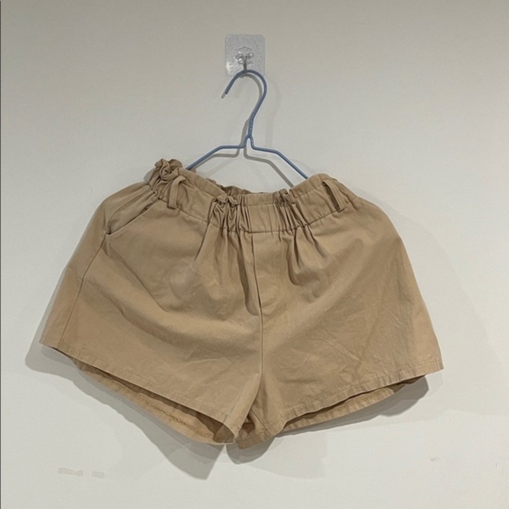 High-Rise Paperbag Waist Women’s Shorts — Tan